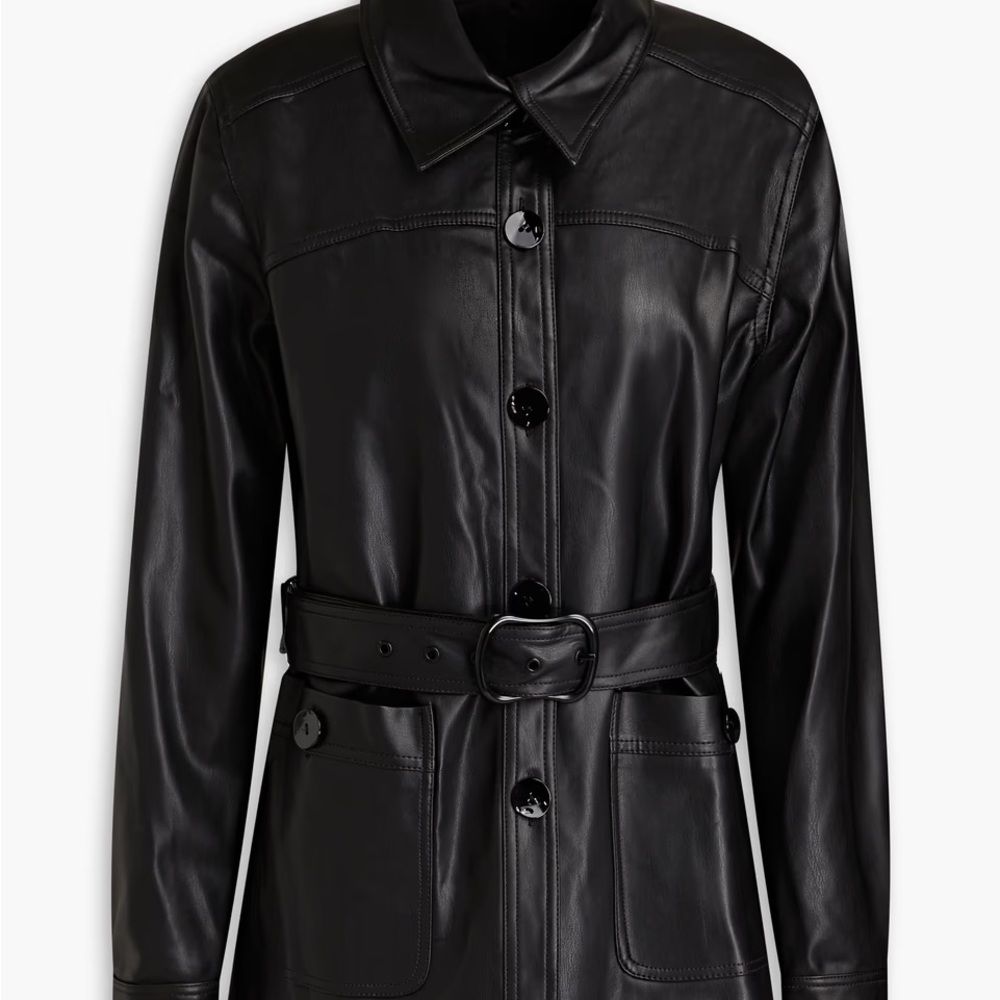Johnathon Simkhai Erin Belted Faux Leather Jacket Sz XS